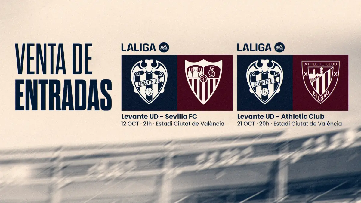 ENTRADAS | El Levante UD activa la venta de entradas para los partidos ante el Sevilla FC y el Athletic Club