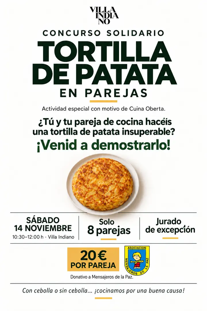 ¡Concurso de tortilla de patata en parejas en Villa Indiano!🥔