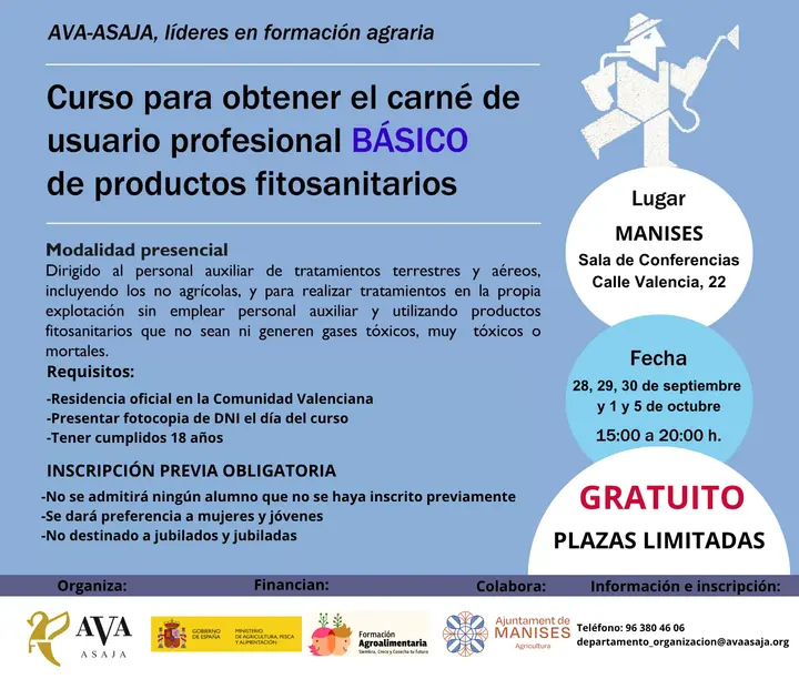 Curso para obtener el carné de usuario profesional BÁSICO de productos fitosanitarios.
