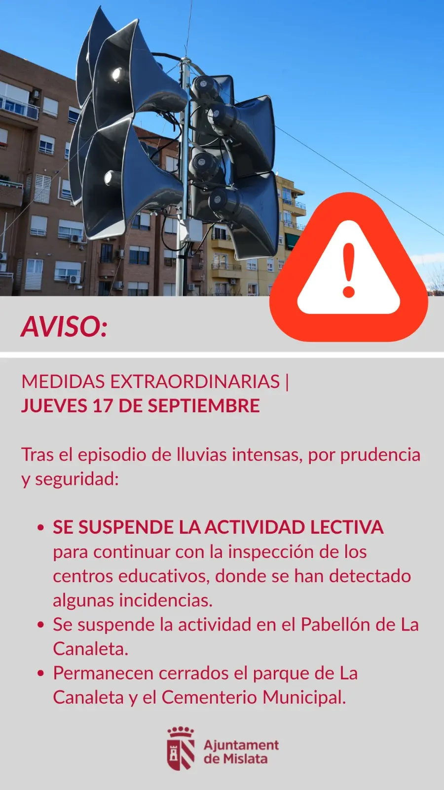 AVISO. Adopción de Medidas Extraordinarias